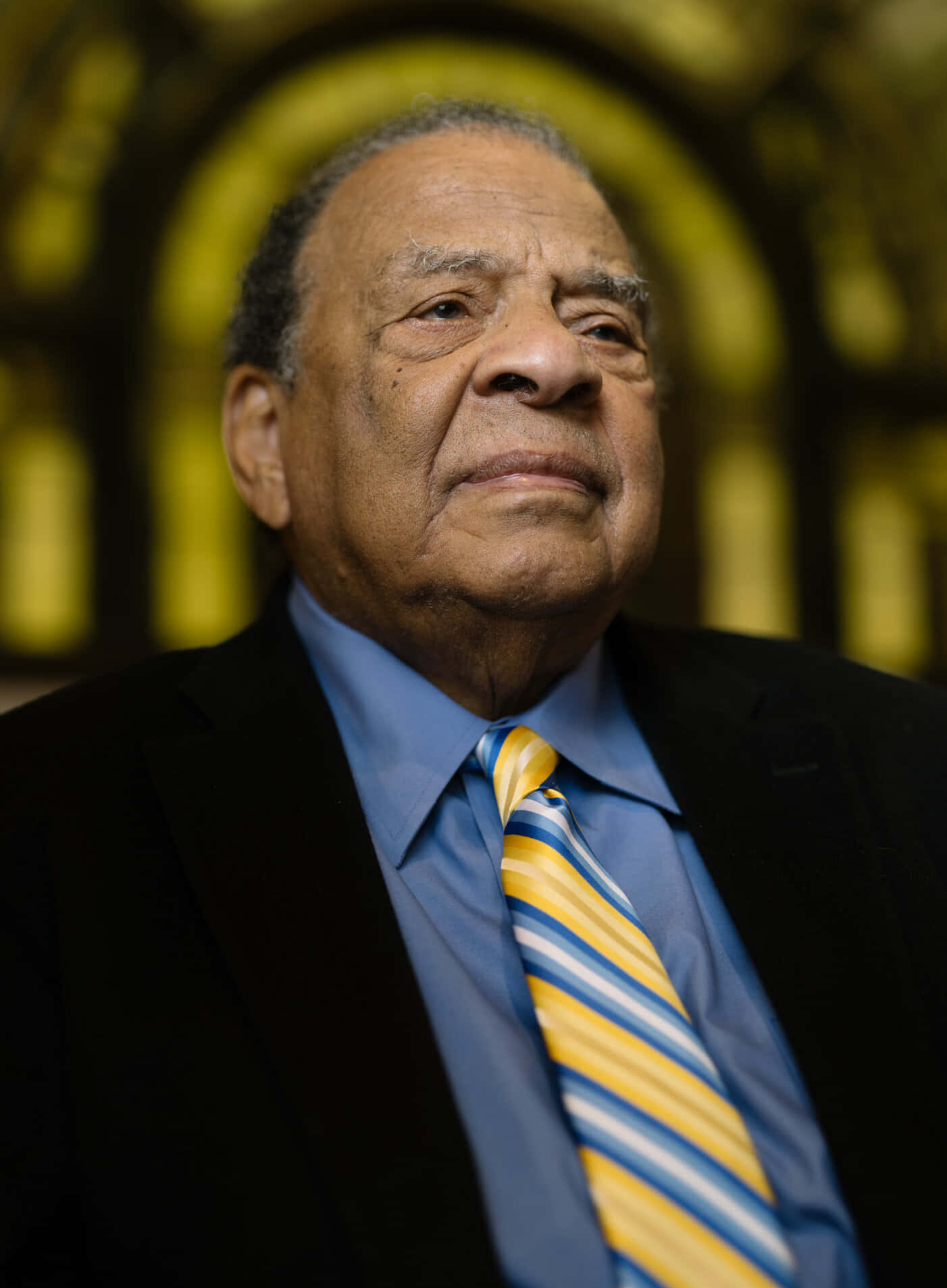 Prominent Civil Rights Activist Andrew Young Reflecting In Church Wallpaper