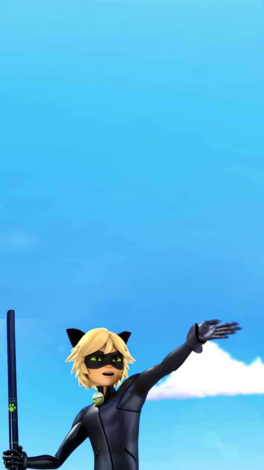 Protagonist Cute Cat Noir Arm Up Wallpaper