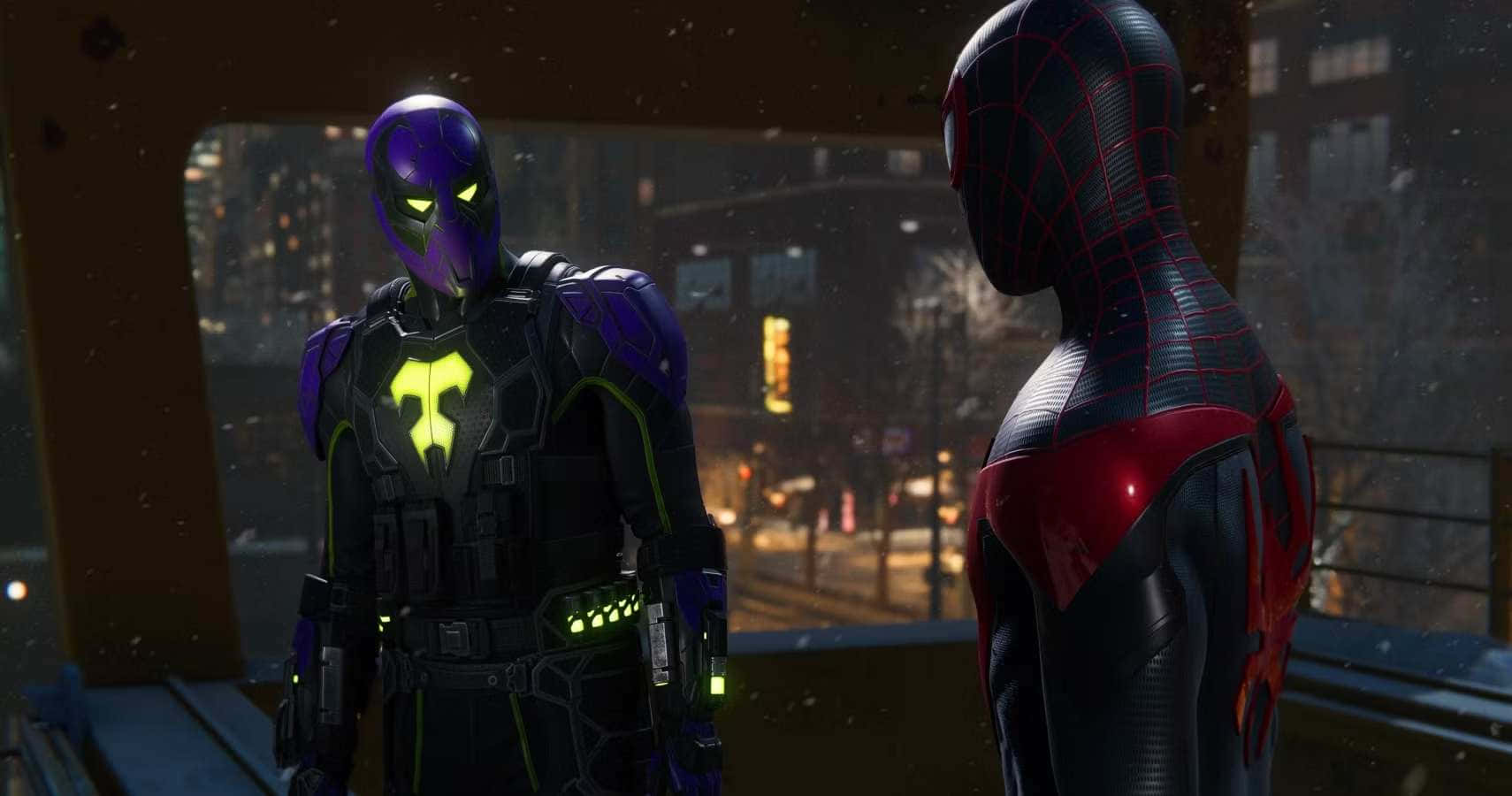 Prowlerand Spiderman Standoff Wallpaper