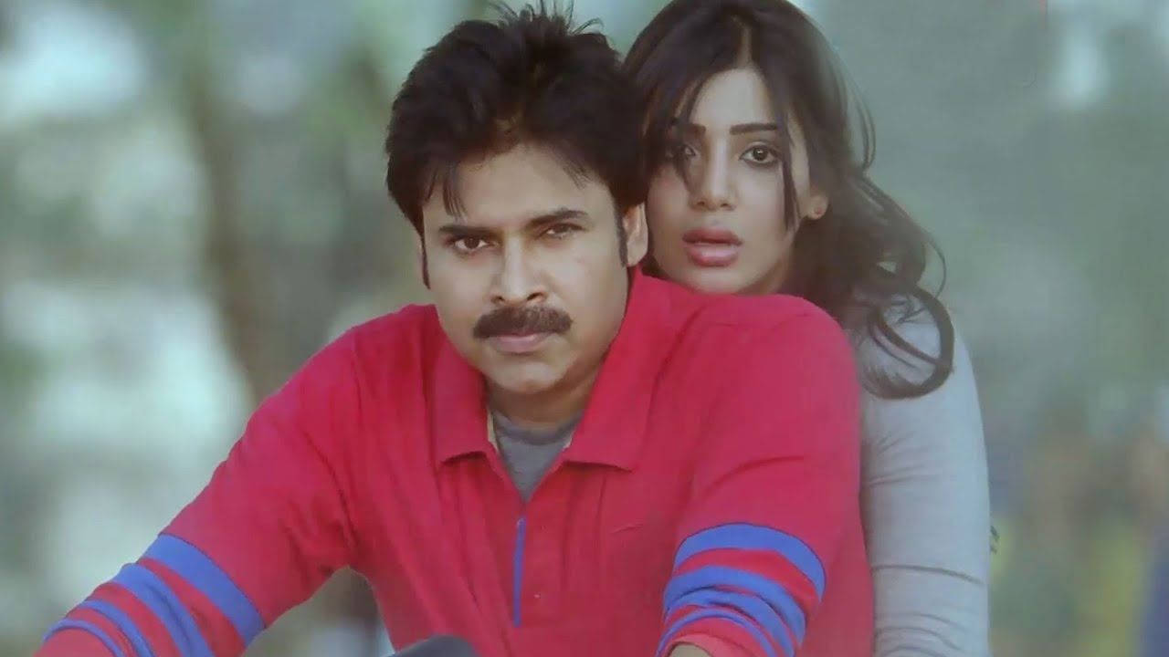 Pspk Samantha Ruth Prabhu Riding Behind Him Wallpaper