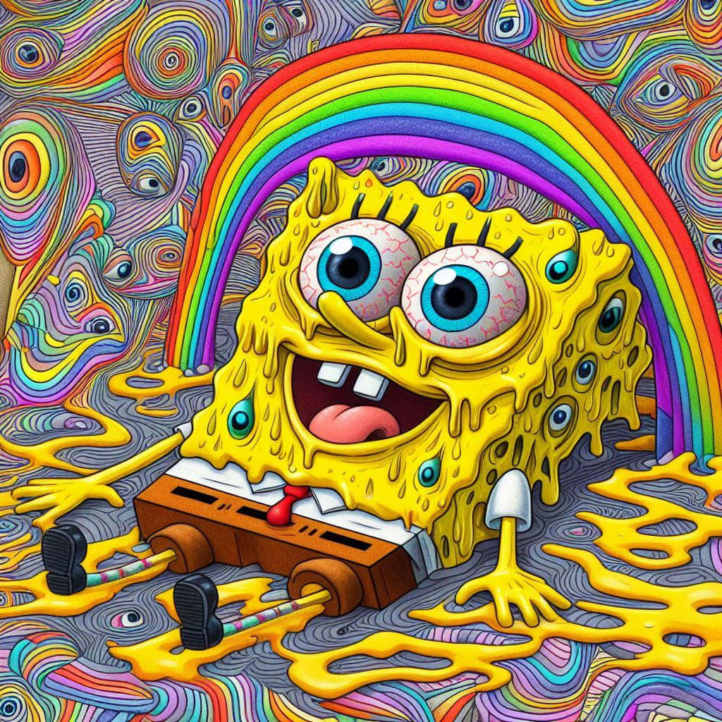 Psychedelic Drippy Sponge Bob Wallpaper