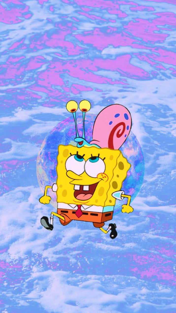 Psychedelic Sponge Bob Running Wallpaper