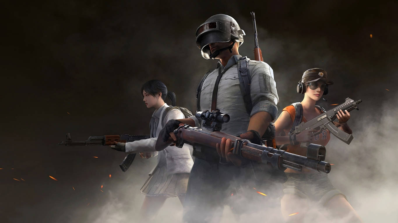 Pubg's Victor With Sara & Anna 1366x768 Wallpaper