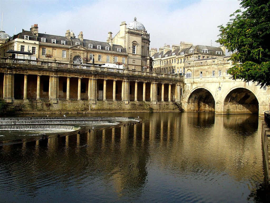 Pulteney_ Bridge_ River_ Avon_ Bath_ U K Wallpaper