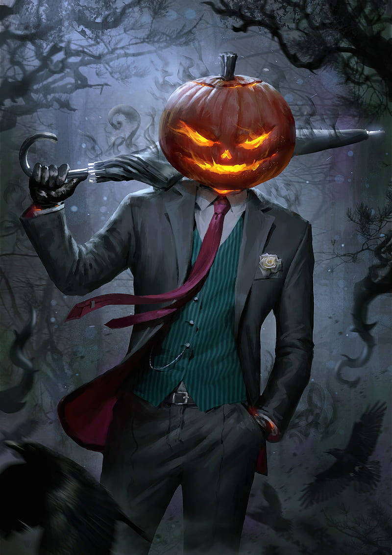 Pumkin Man In Suit Halloween Pfp Wallpaper