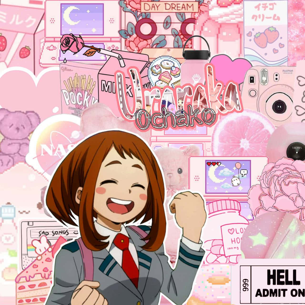 Pumped Up Uraraka Aesthetic Wallpaper