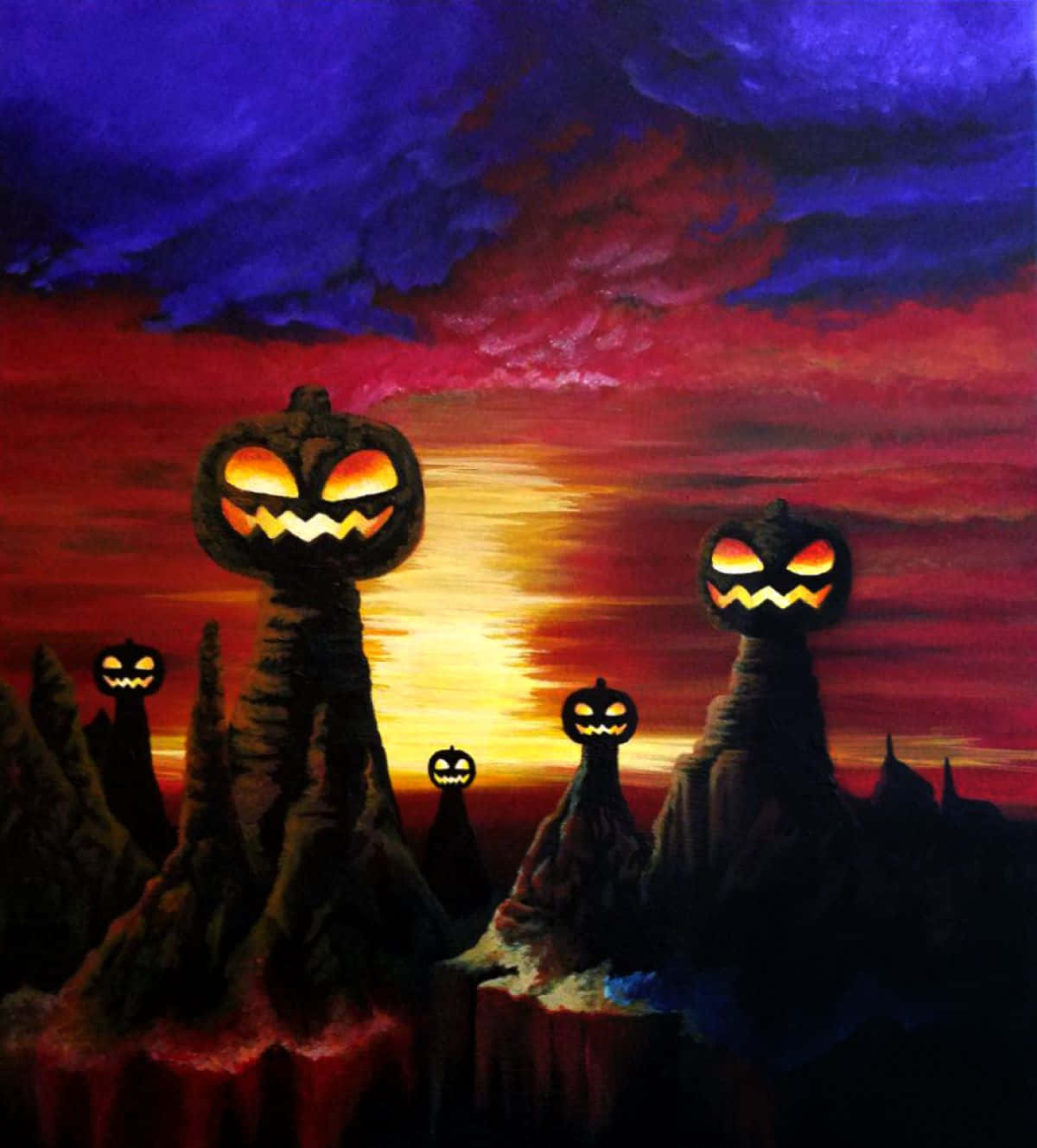 Pumpkin Hill Sunset Art Wallpaper