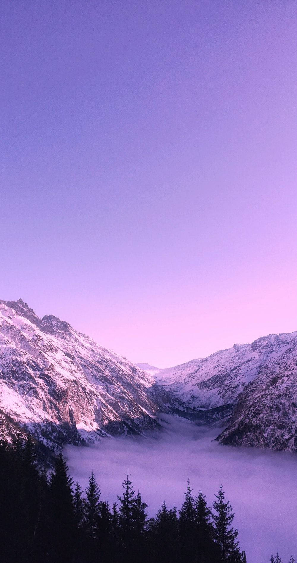 Purple Aesthetic Phone Mountains Wallpaper