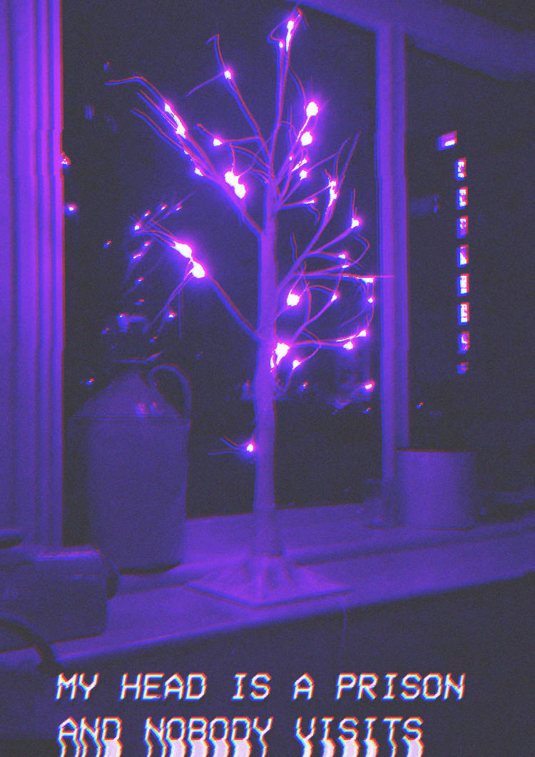 Purple Aesthetic Phone Tree Decor Wallpaper