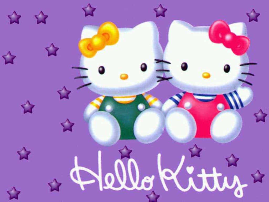 Purple Background Hello Kitty Friends Wallpaper