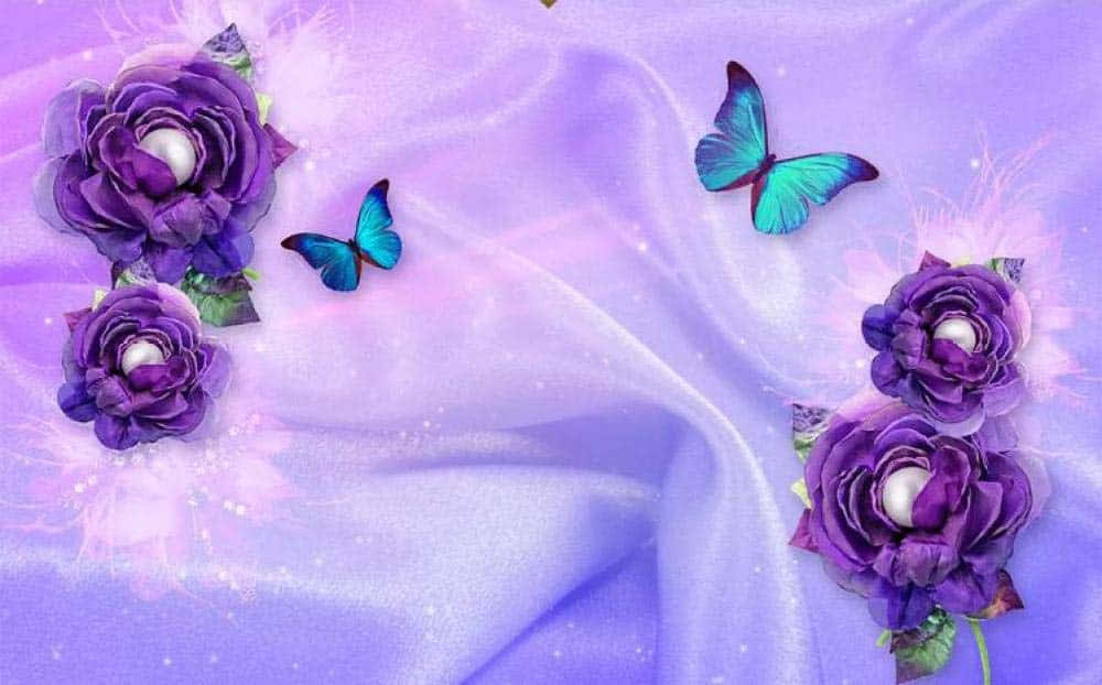 Purple Butterfly Floral Fantasy Wallpaper