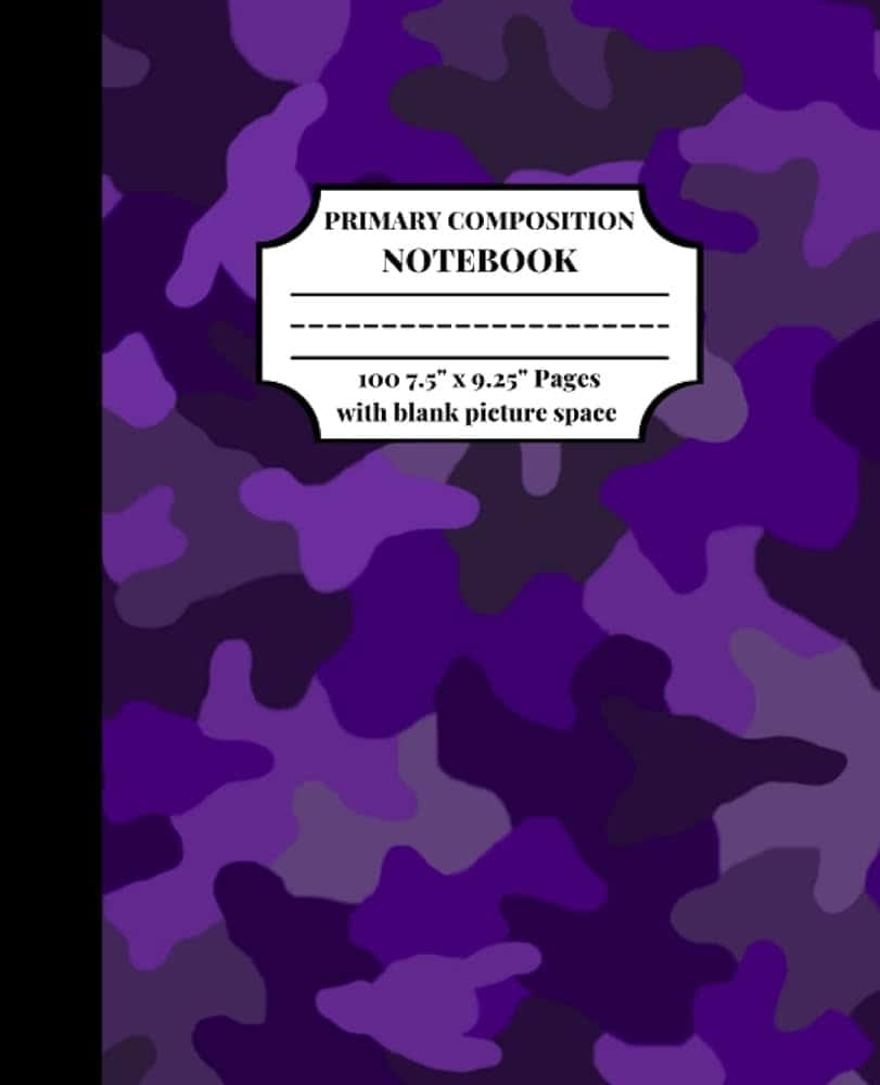 Purple Camouflage Primary Composition Notebook Cover Wallpaper