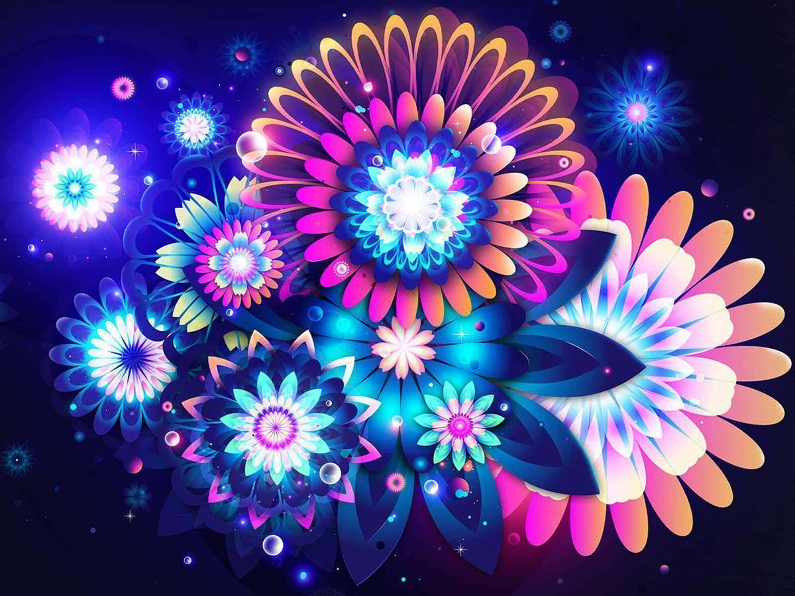 Purple Cool Glowing Flower Wallpaper