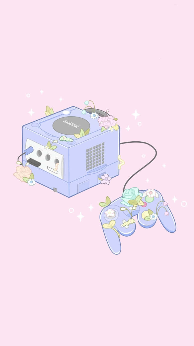 Purple Cute Gamer Controller Graphic Art Wallpaper