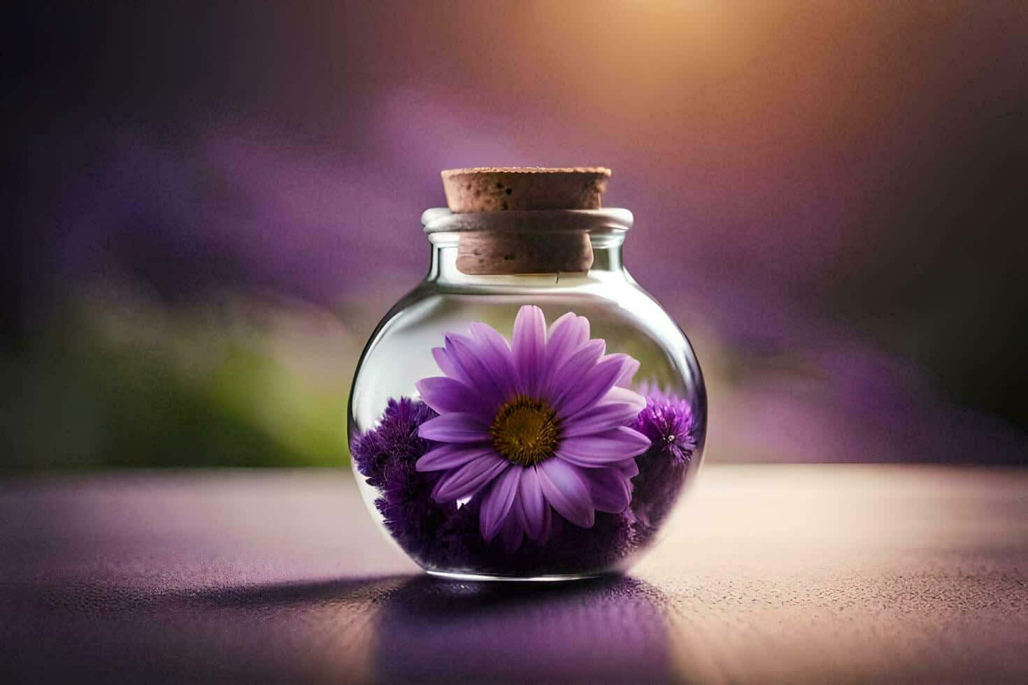 Purple Daisyin Glass Bottle Wallpaper