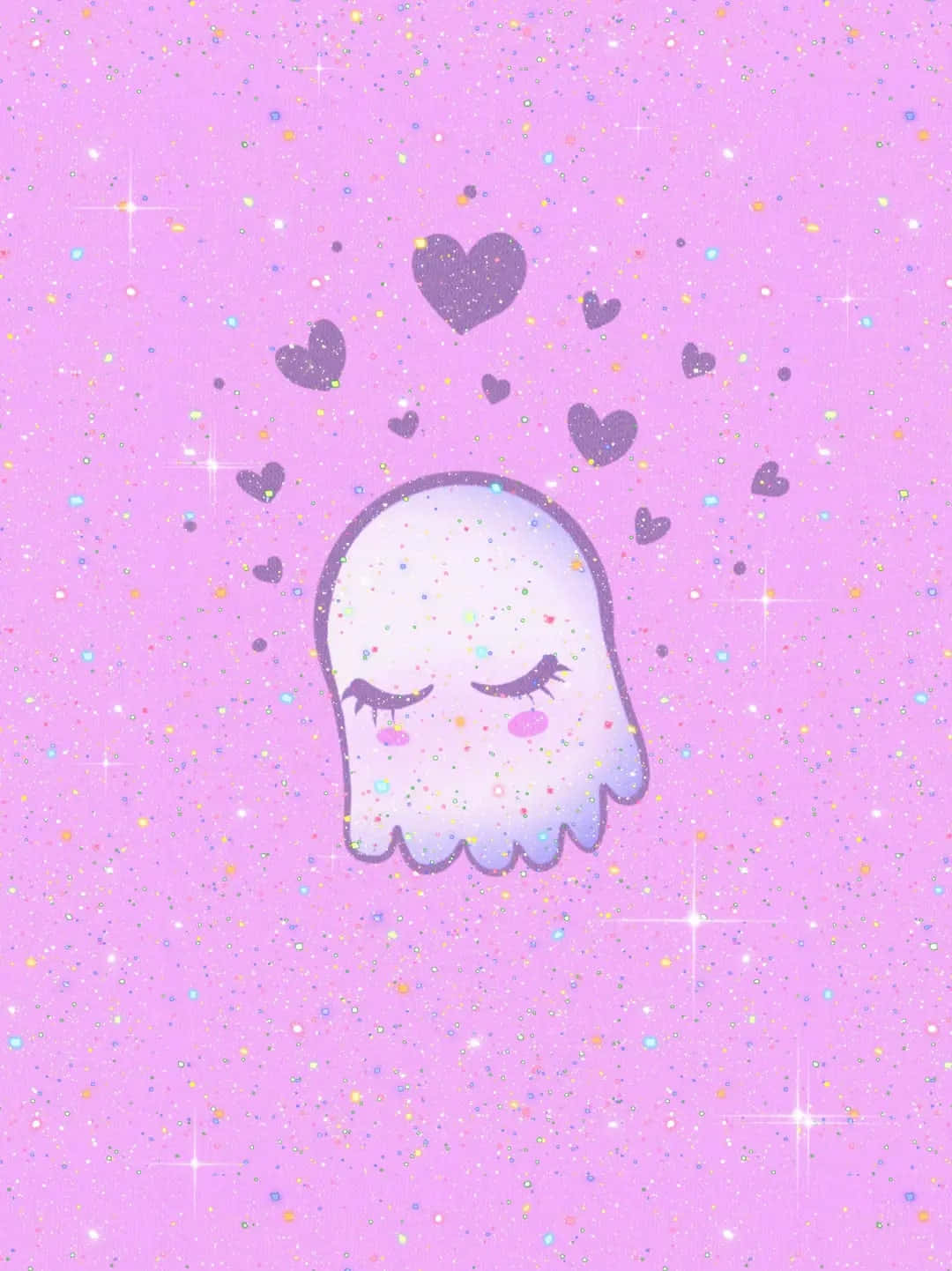 Purple Ghost Sparkles Halloween Aesthetic Wallpaper