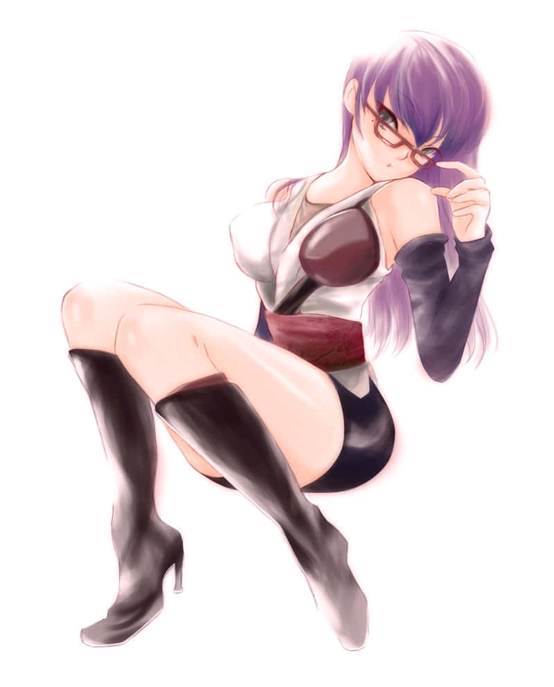 Purple Haired Anime Character Adjusting Glasses Wallpaper