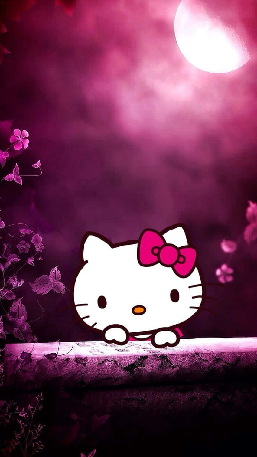 Purple Hello Kitty Night Scene Wallpaper