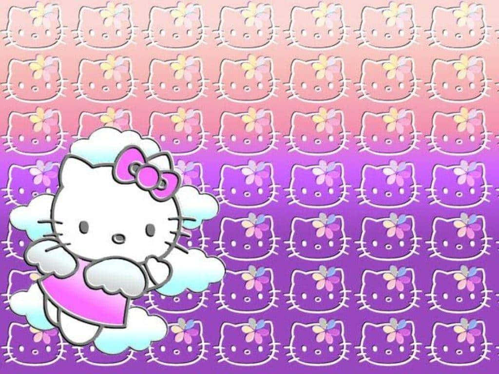 Purple Hello Kitty Pattern Wallpaper