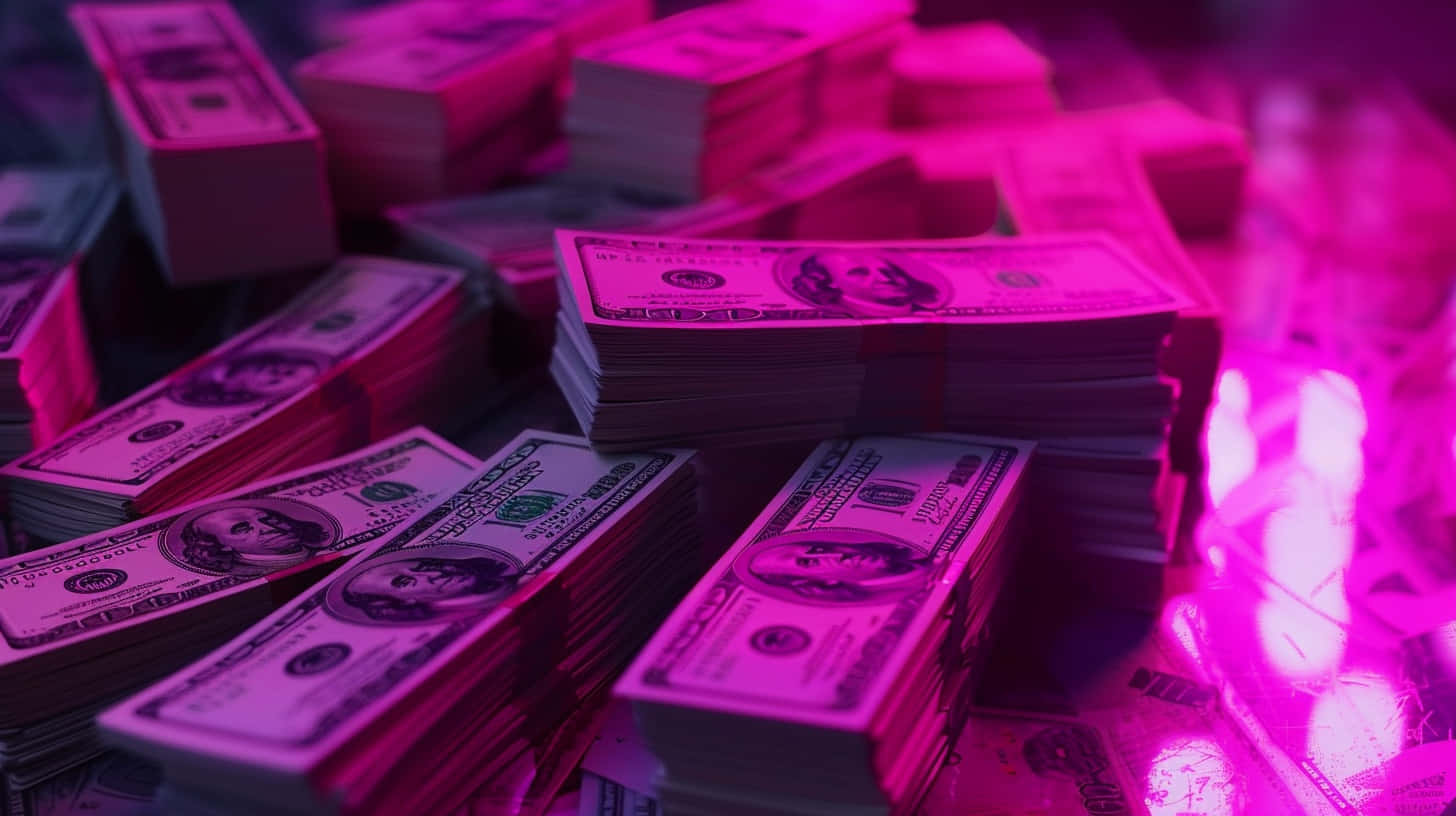 Purple Hued Stacksof Cash Aesthetic Wallpaper