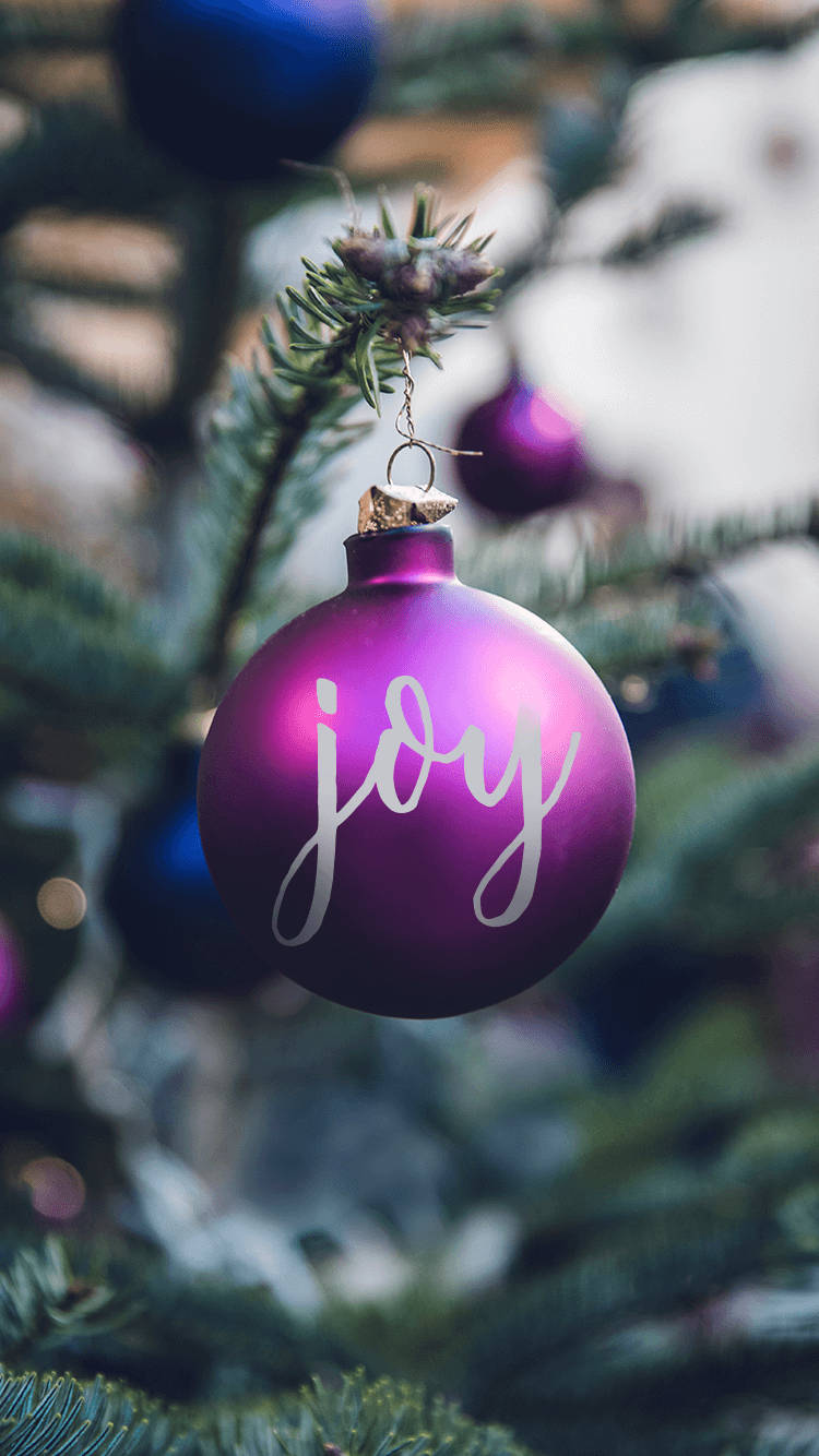 Purple Joy Christmas Ball Phone Wallpaper