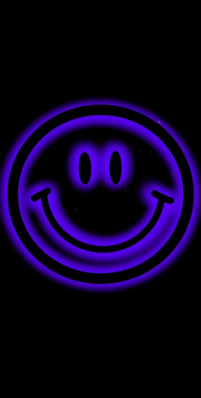 Purple Neon Smiley Face Wallpaper