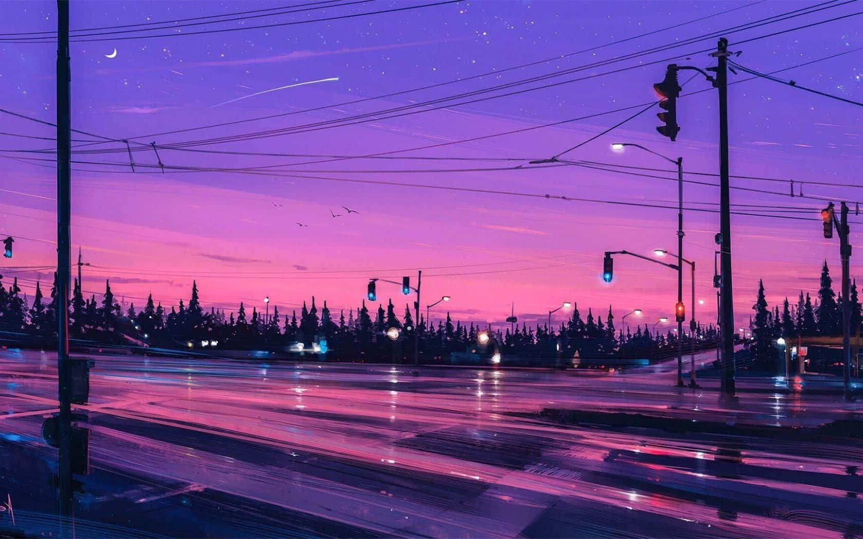 Purple Road Aesthetics Computer Wallpaper