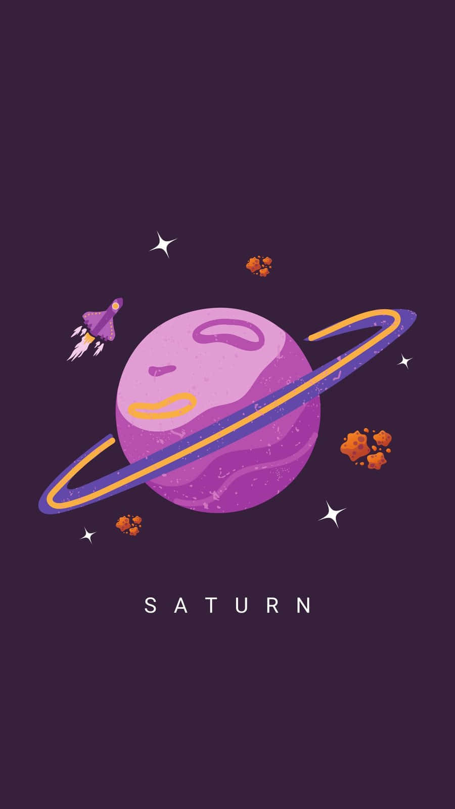 Purple Saturn Illustration Art Wallpaper