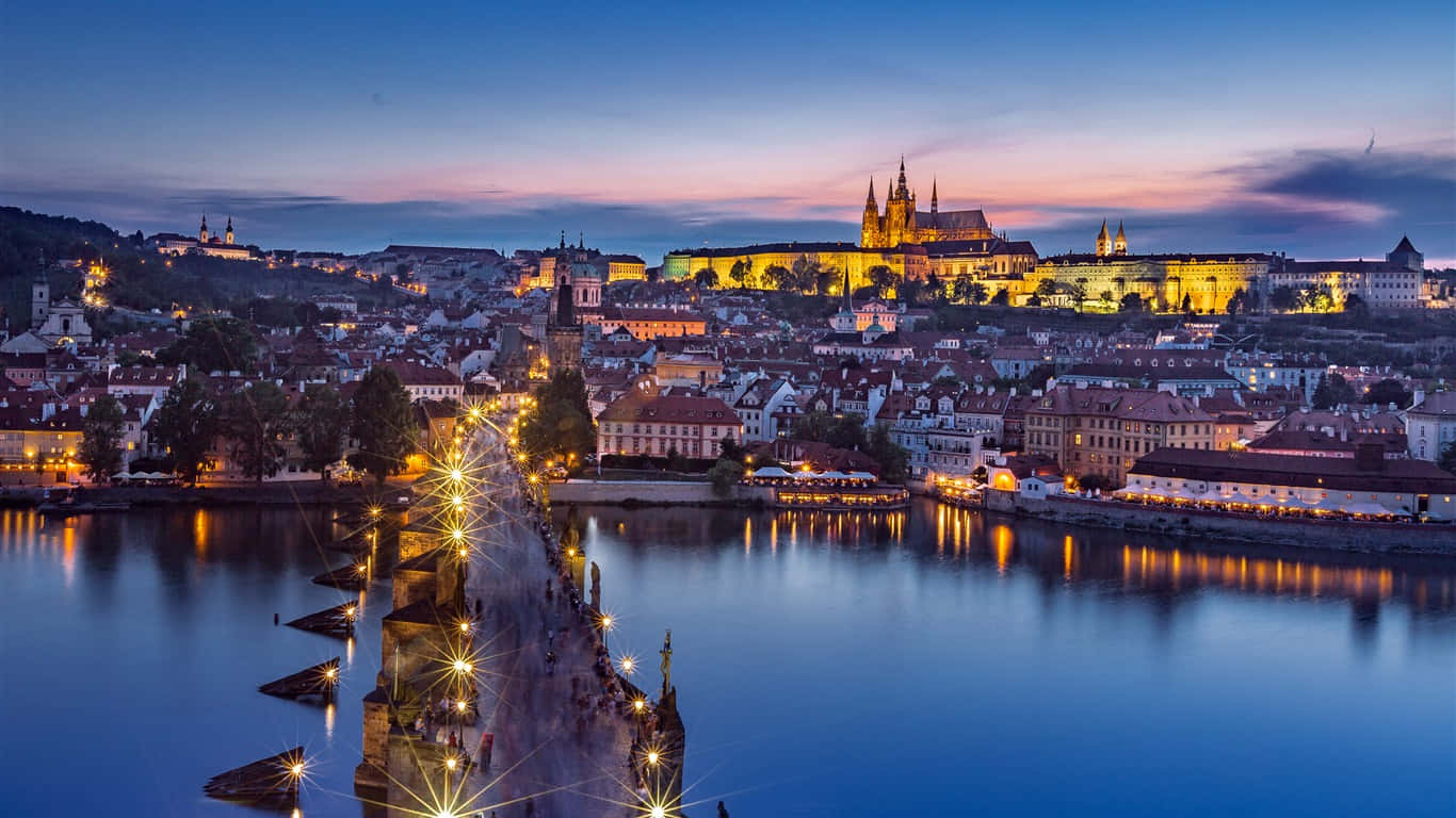 Purple Sky At Prague Castle Wallpaper