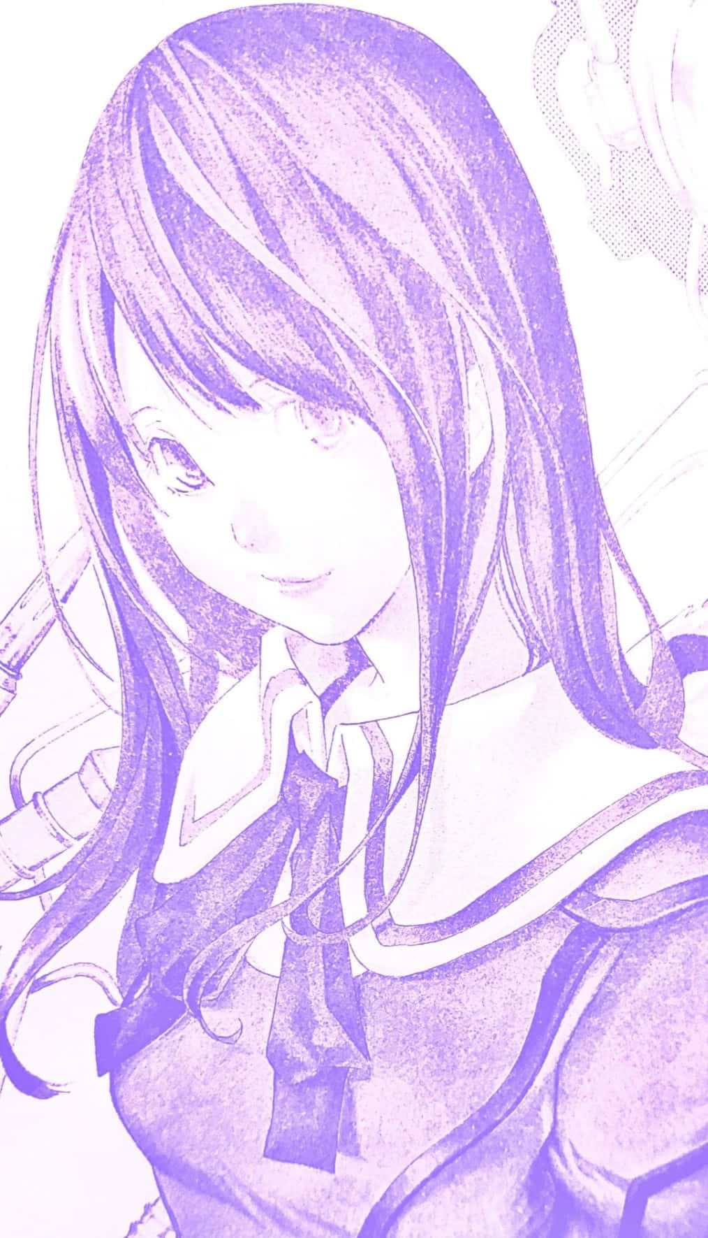 Purple Toned Anime Girl Illustration Wallpaper