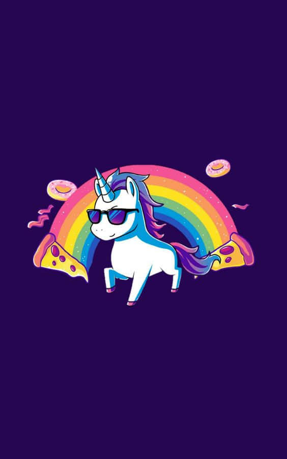 Purple Unicorn Wearing Sunglasses Wallpaper