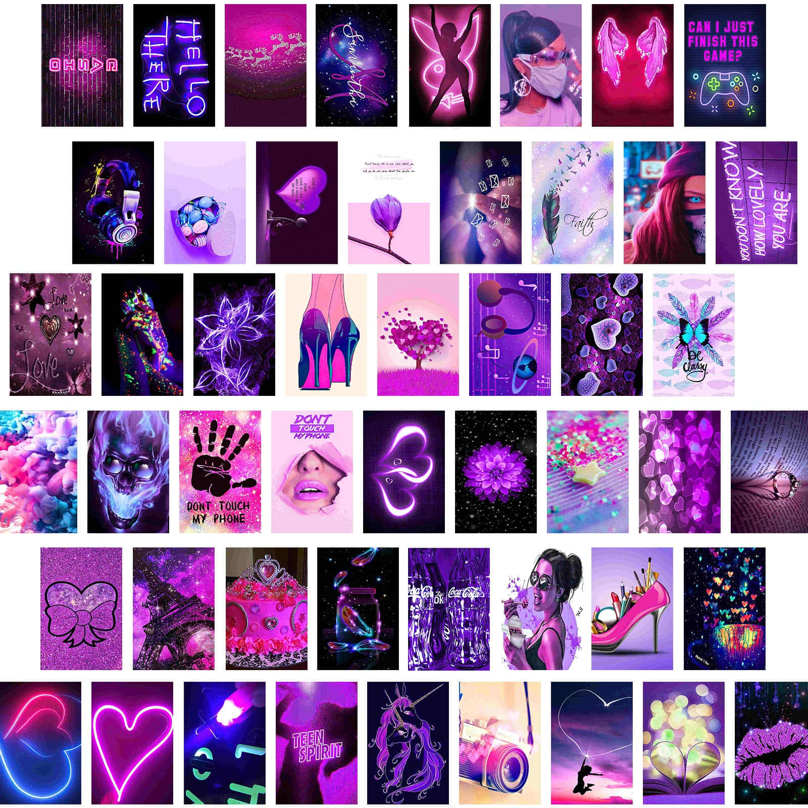 Purple Y2 K Aesthetic Collage Wallpaper