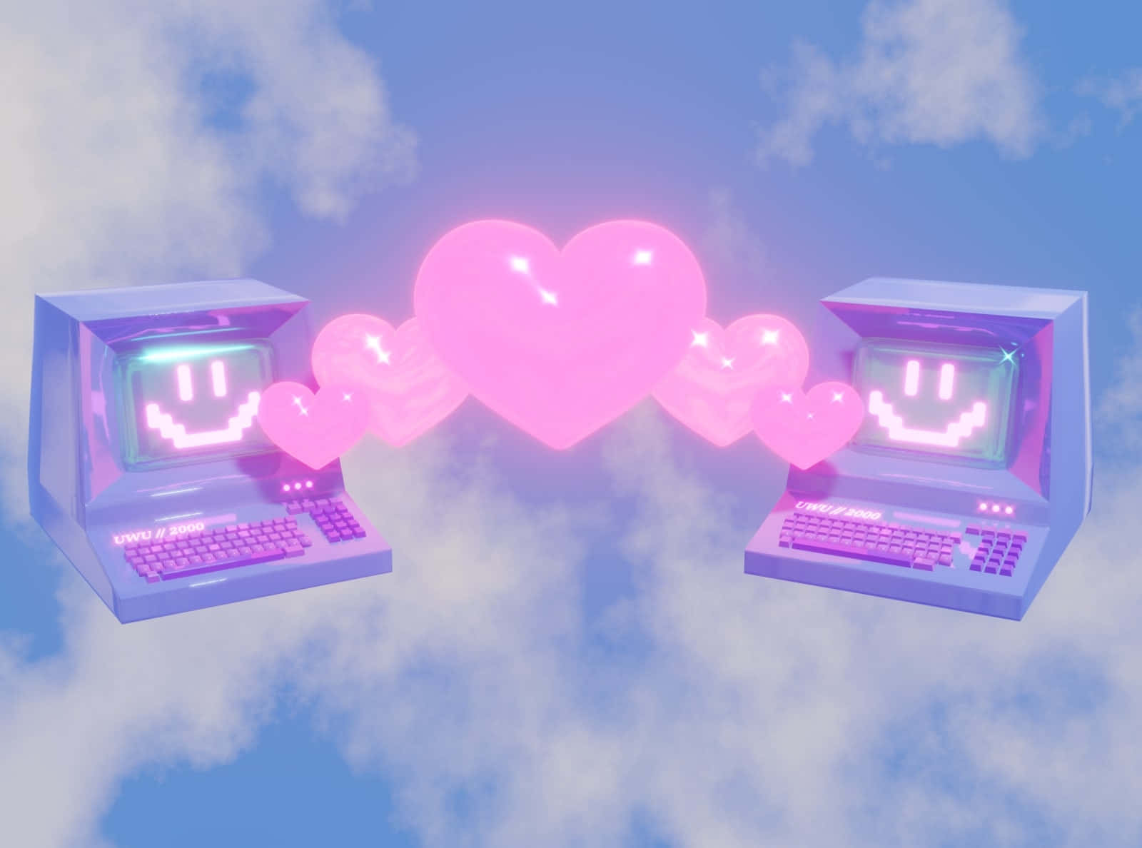 Purple Y2 K Aesthetic Love Connection Wallpaper