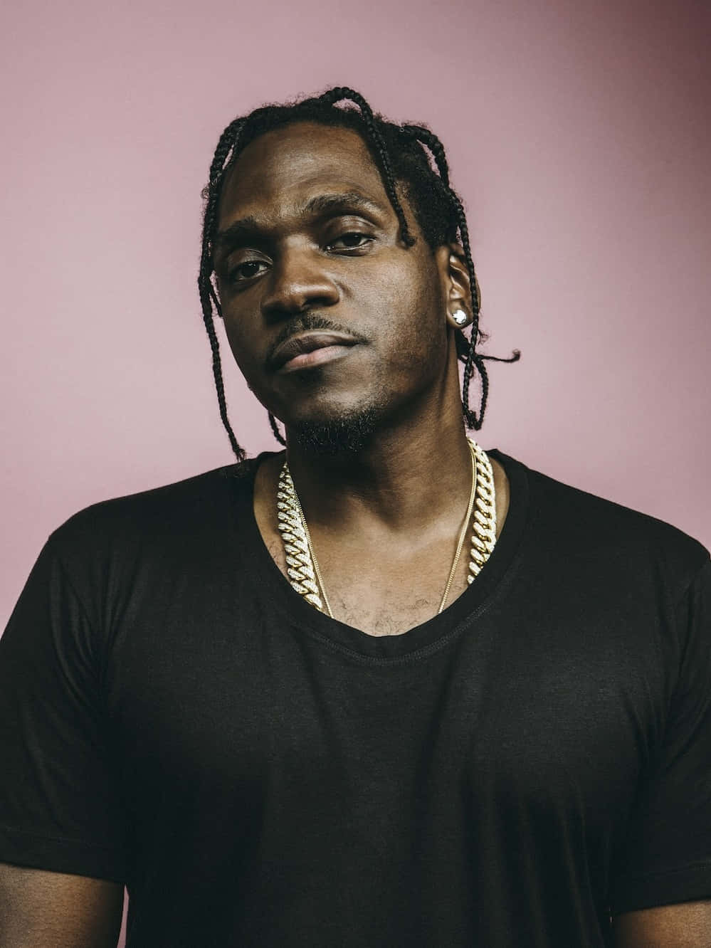 Pusha T Portrait Pink Background Wallpaper