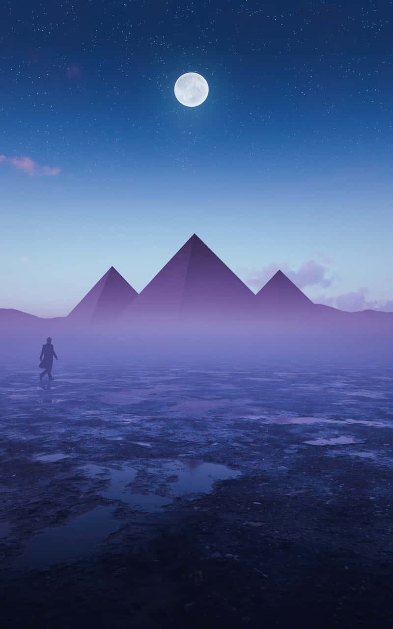 Pyramid Of The Moon Purple Night Wallpaper