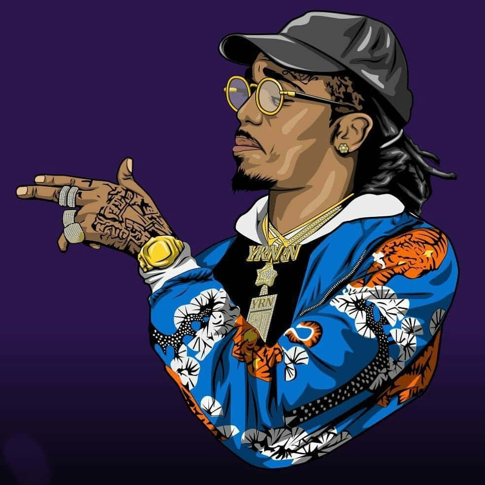 Quavo Cartoon American Rapper Wallpaper