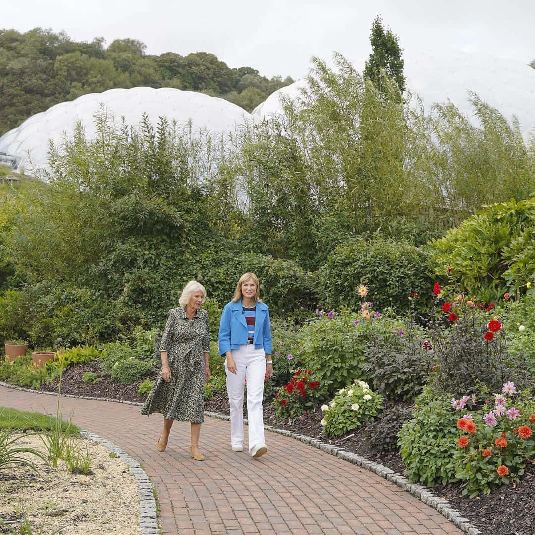 Queen Camilla Walking Through Garden Wallpaper