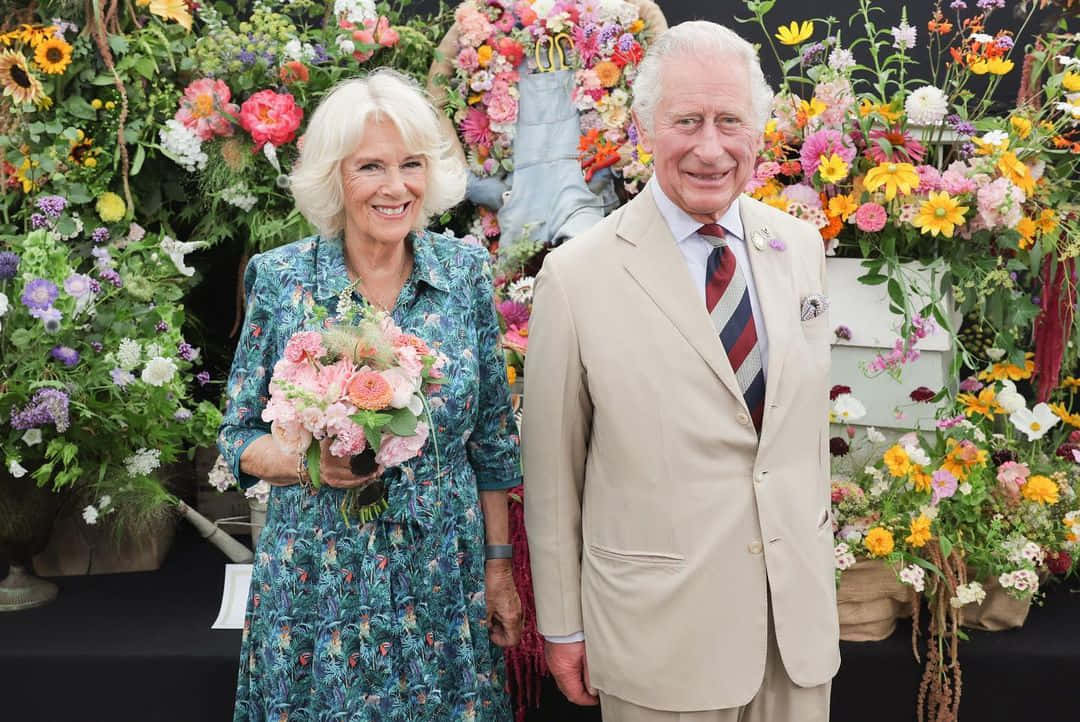 Queen Camilla With Flower Bouquet Wallpaper