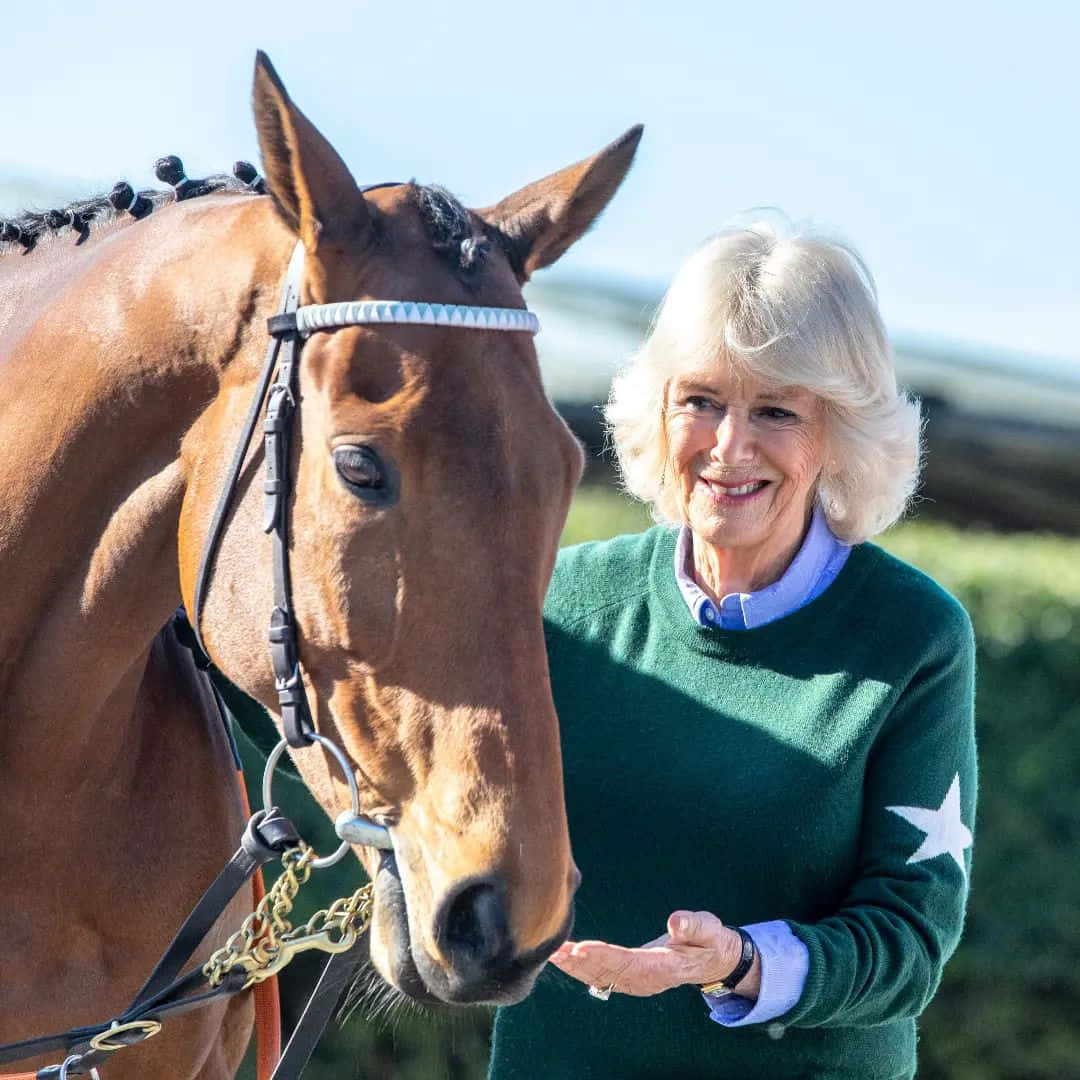 Queen Camilla With Horse Wallpaper