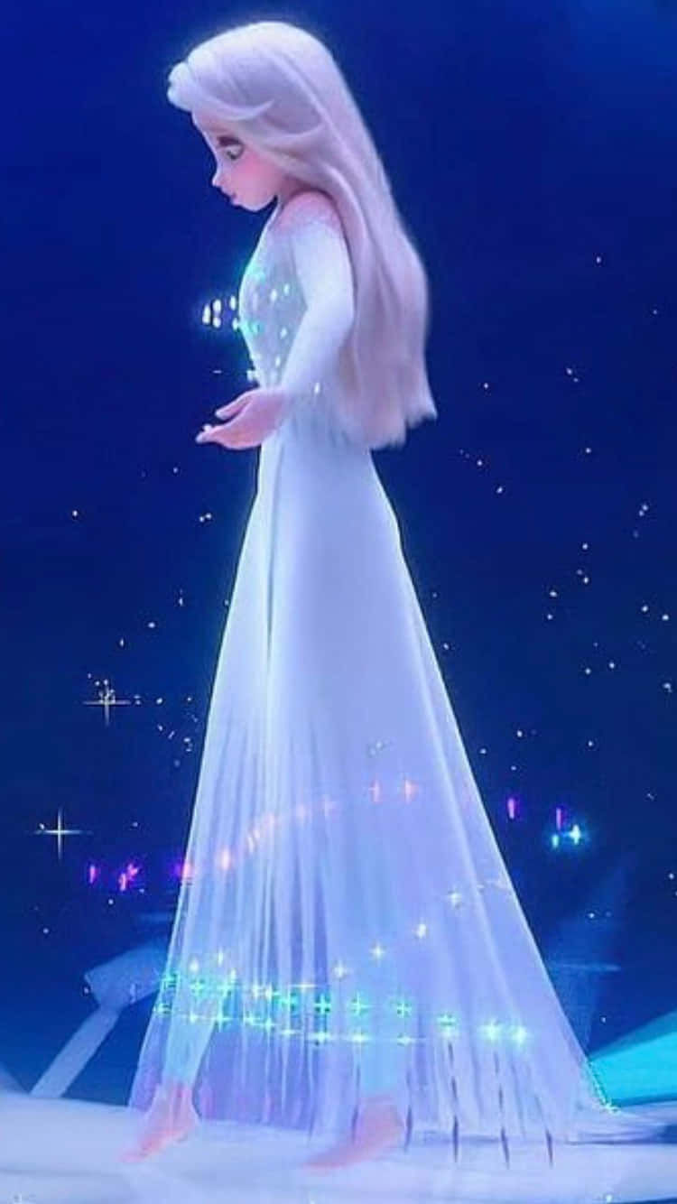 Queen Elsa Standing In A Beautiful White Dress, From Disney's Frozen 2 Wallpaper