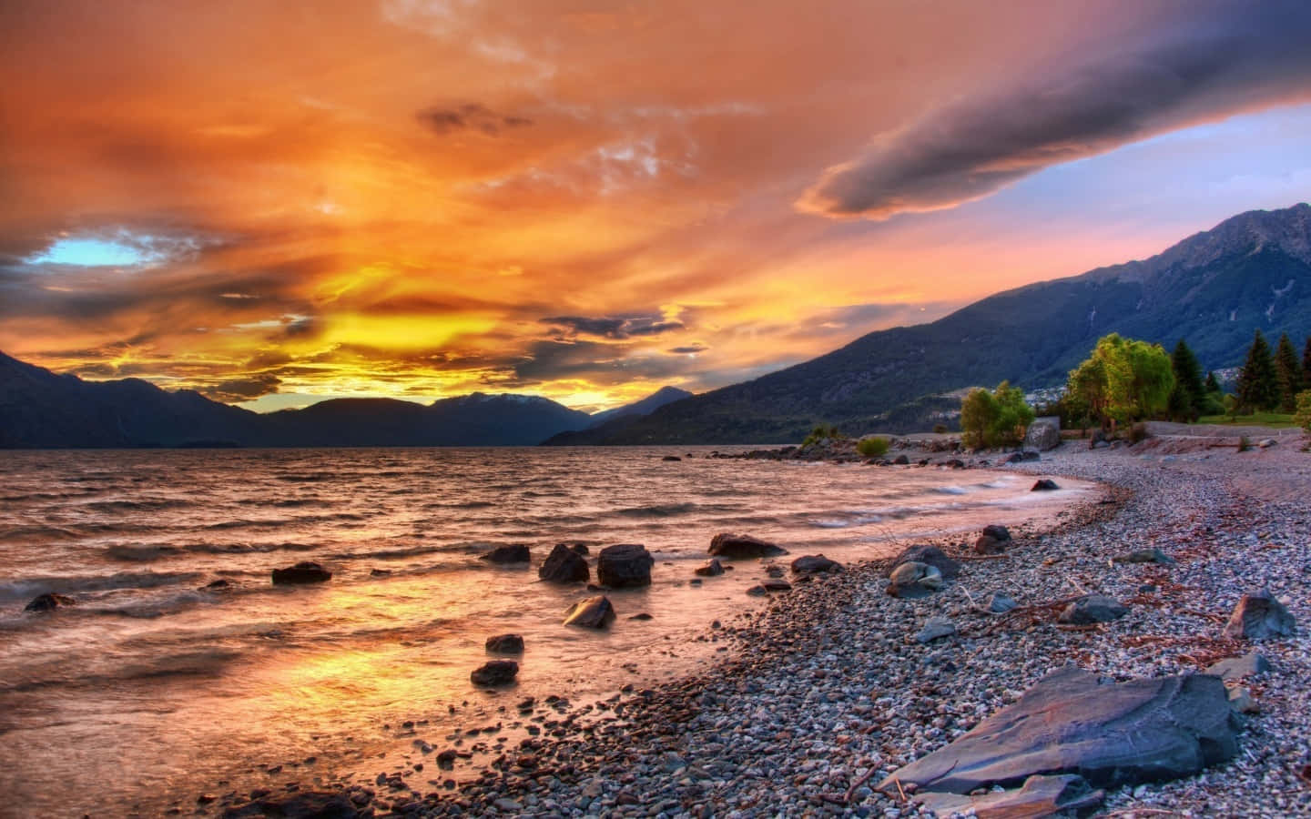 Queenstown Lake Wakatipu Sunset Wallpaper