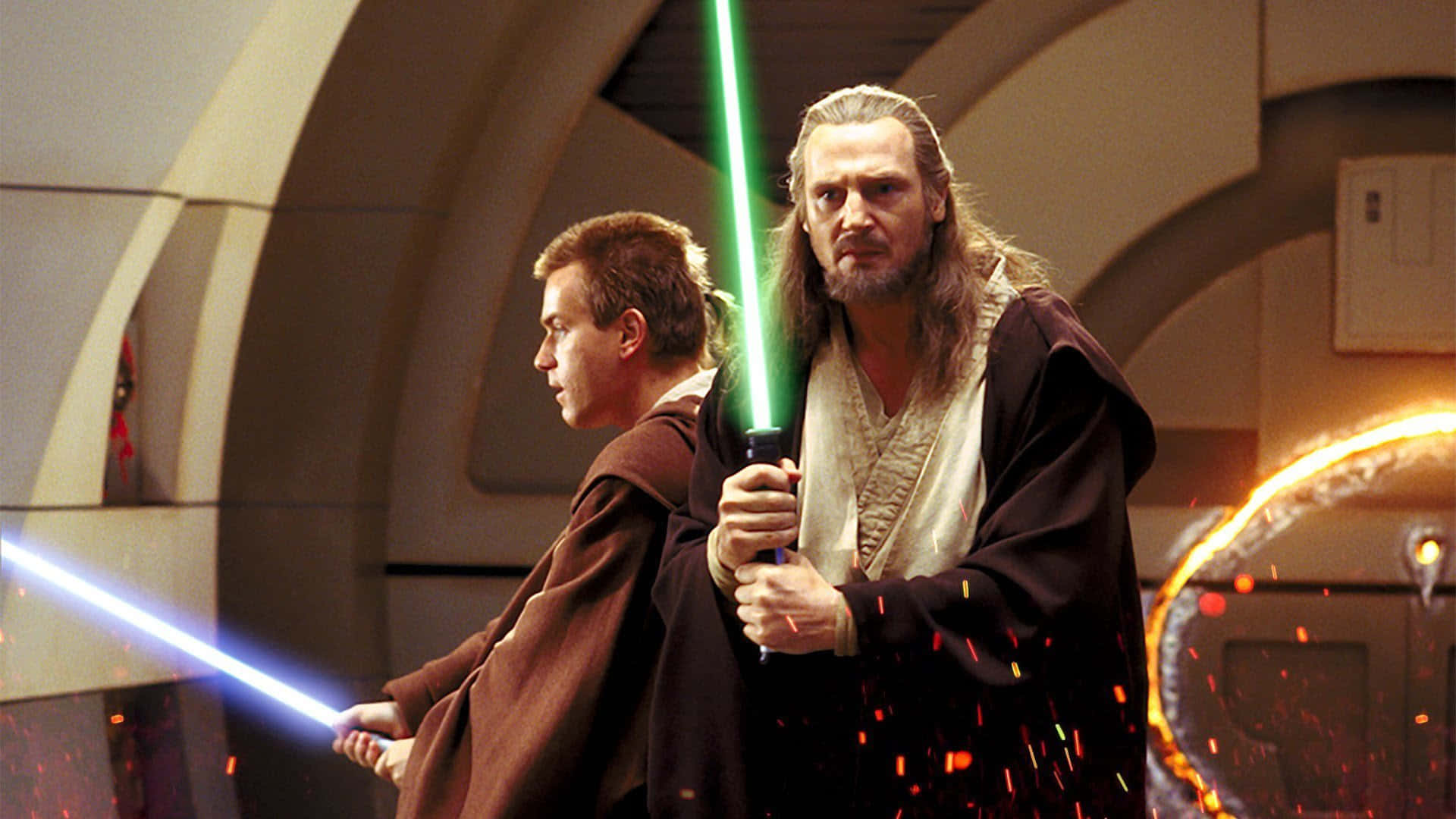 Qui-gon Jinn - Jedi Master In Action Wallpaper