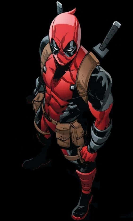 Quirky Deadpool Cartoon In Action Wallpaper