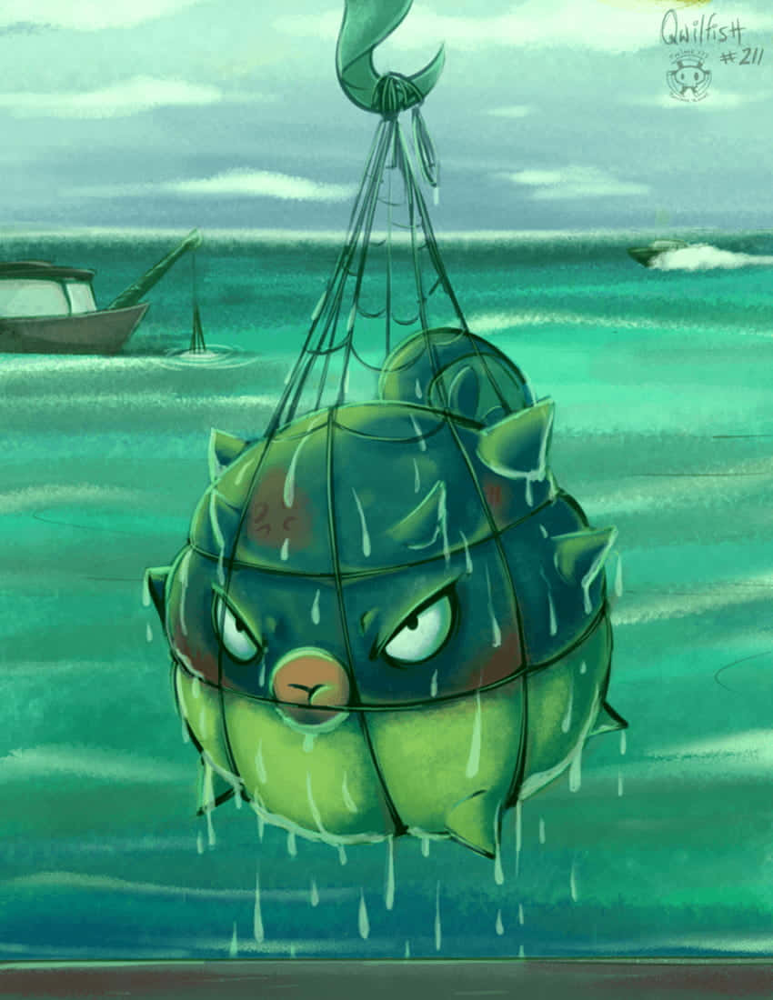 Qwilfish Caught In A Net Phone Wallpaper