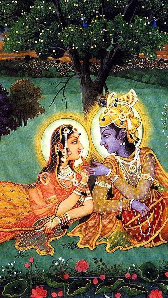 Radha-krishna Garden Art Wallpaper