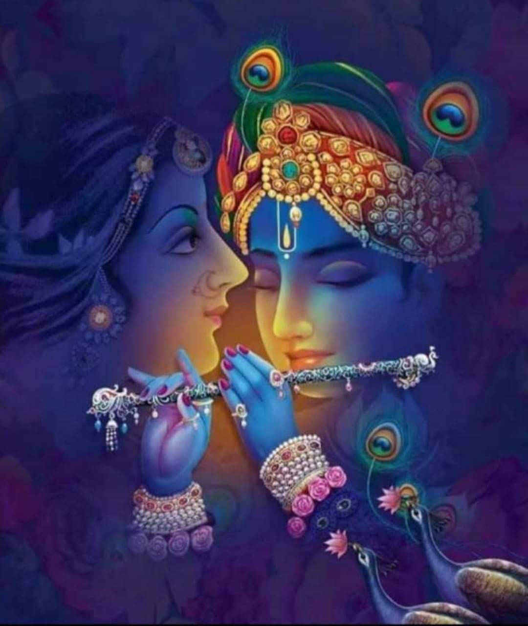 Radha-krishna Purple Art Wallpaper