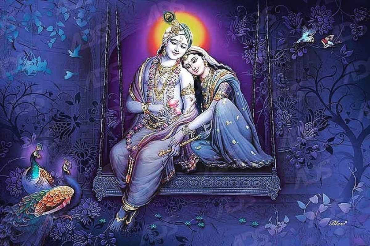 Radha-krishna Purple Art Wallpaper