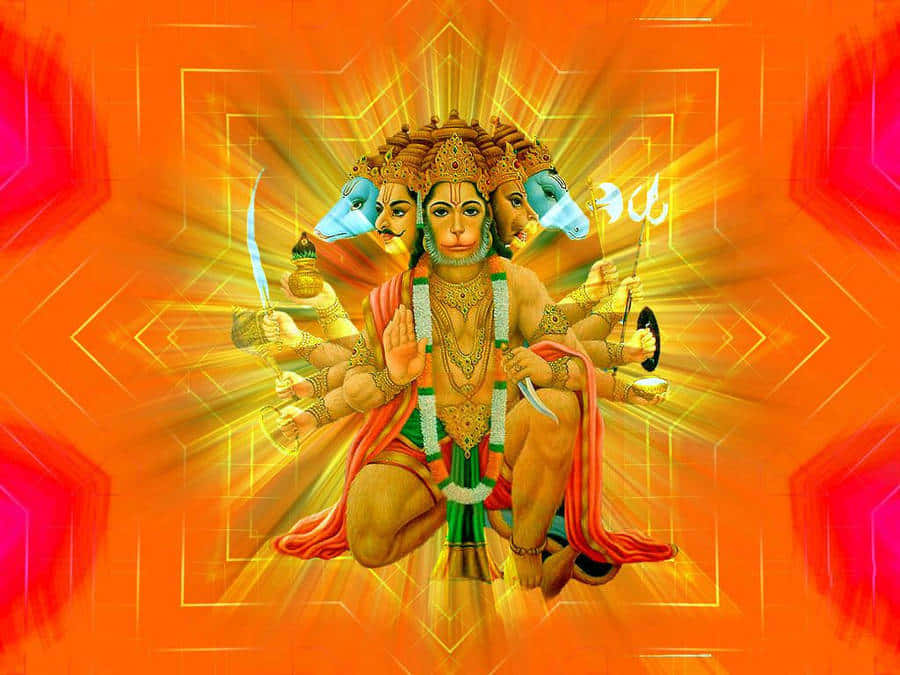 Radiant_ Lord_ Hanuman_ Multiple_ Arms Wallpaper