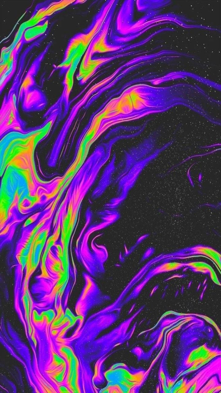 Radioactive Green, Black And Purple Aesthetic Wallpaper