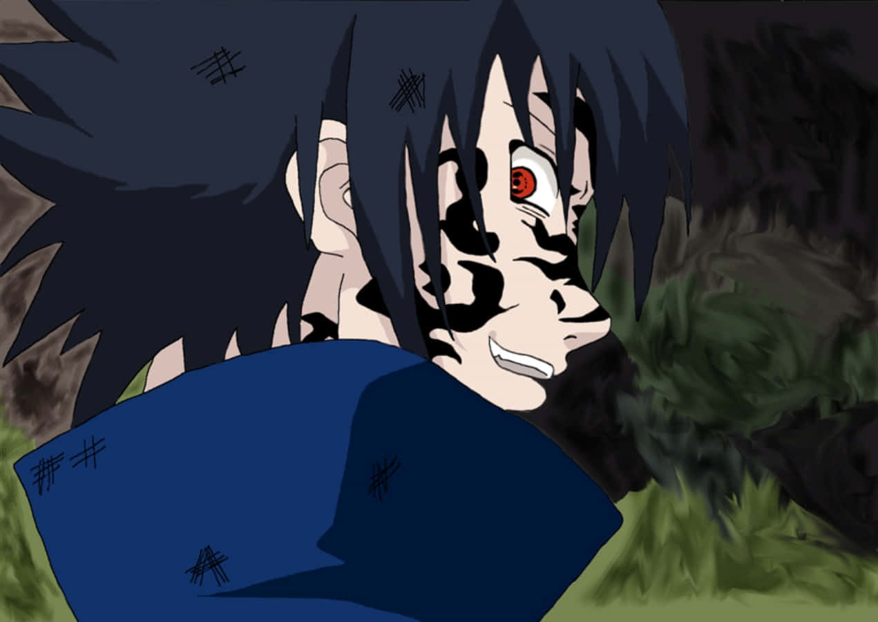 Raging Sasuke Curse Side Angle Graphic Art Wallpaper